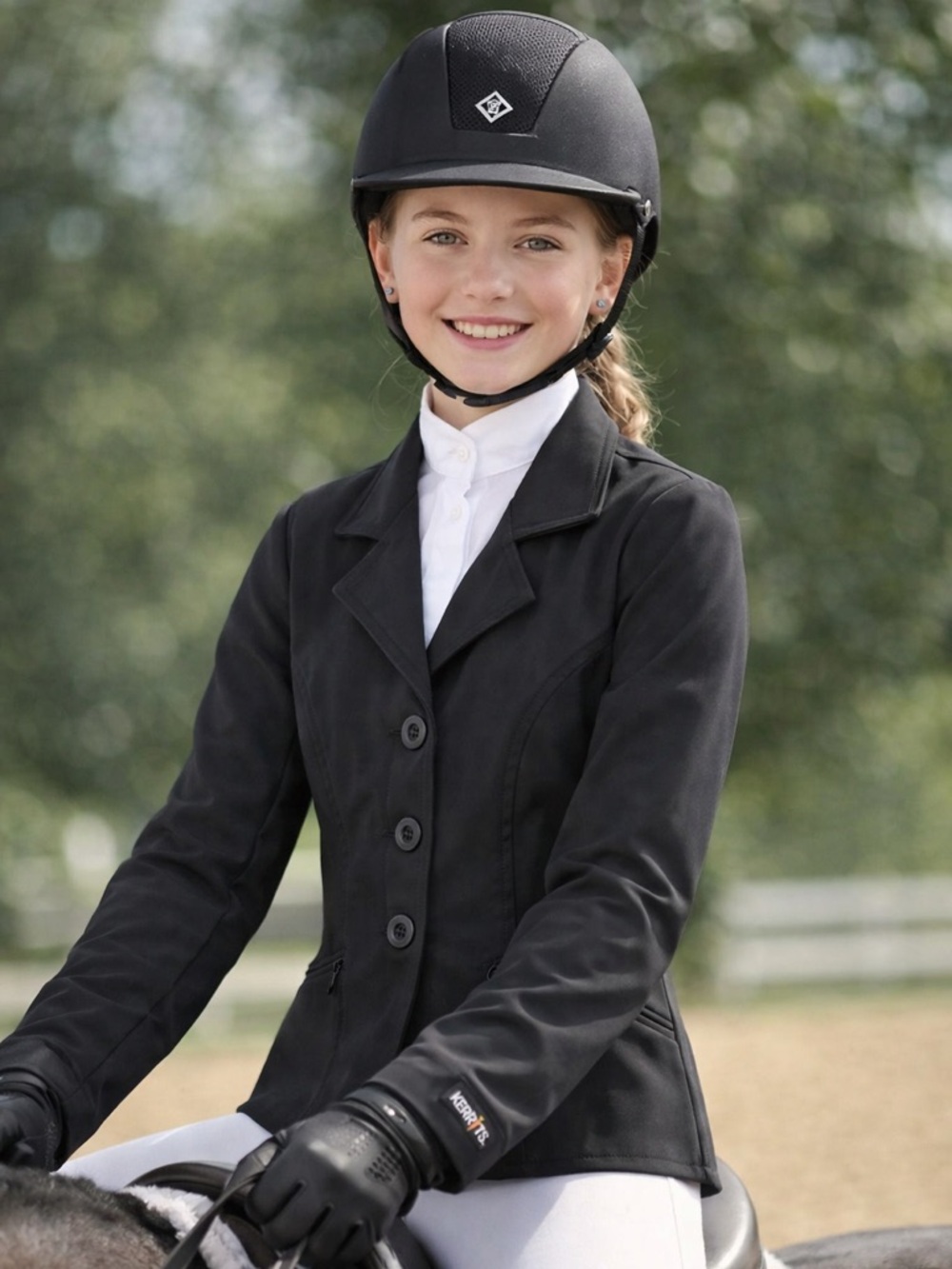 Kerrits Girl’s Black Three-Button Softshell Jacket